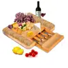 Serving Tray with Slide-out Drawer - 4 Piece Stainless Steel Knife Set