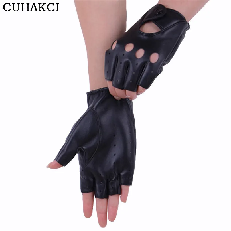 half finger leather driving gloves