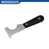 Multi-purpose scraper with clipped plastic handle, stainless steel blade