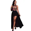 Women Lace Mesh Embroidery Jumpsuit Romper Short Trousers Bodycon Sexy Long Maxi Dress