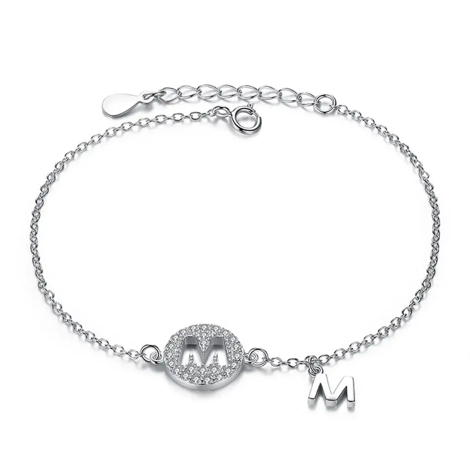 Simple Wholesale Micro CZ Chain Bracelet & Bangles 925 Sterling Silver Letter M Charm Bracelets For Women Wedding Jewelry
Simple Wholesale Micro CZ Chain Bracelet & Bangles 925 Sterling Silver Letter M Charm Bracelets For Women Wedding Jewelry