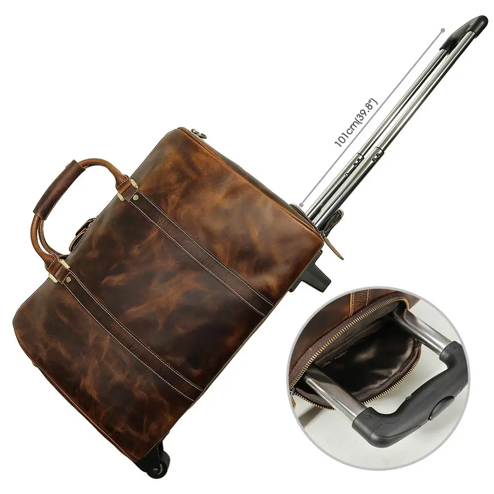 High Quality Genuine Leather Travel Trolley Bags Men's Handmade Crazy Horse Leather Luggage Bag for Travel
High Quality Genuine Leather Travel Trolley Bags Men's Handmade Crazy Horse Leather Luggage Bag for Travel