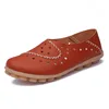 Classic round toe women moccasins color brown leather ballet flats shoes lady flat