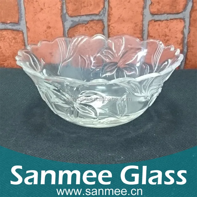 4inch embossed quality glass bowl opal glass bowl set