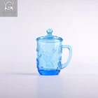 hot sale lead free machine pressed multicolor drinking glass cup with lid