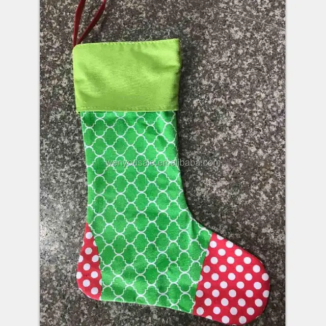 monogrammed green quarterfoil lime red stripe christmas burlap