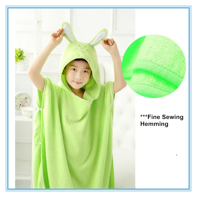 Cotton Bathrobe Hooded Pullover Beach Towel Robe 16