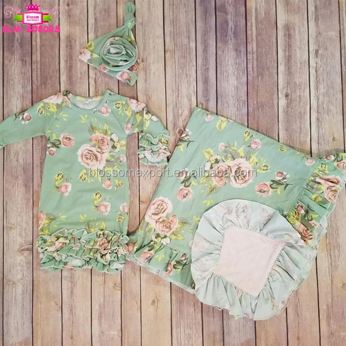 monogrammed blank baby shower gift set 3pcs green