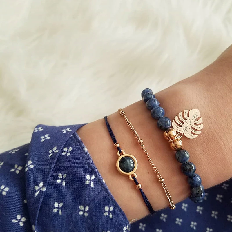 3Pcs/set Trendy Elegant Leaves Charm Bracelets Sets For Women 2019 Dark Blue Beads Bracelets Jewelry (KB8168), As picture
3Pcs/set Trendy Elegant Leaves Charm Bracelets Sets For Women 2019 Dark Blue Beads Bracelets Jewelry (KB8168), As picture
