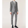 silver shiny gorgeous luxury exquisite slim MTM dress tuxedo wedding party linen light grey iron silk suit men