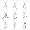 CYD109 Authentic 925 Sterling Silver Letter Charms Pendant in Rhodium Plated Chains Necklaces for Mens Jewelry