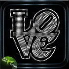 love rhinestone transfers; Iron on Rhinestone transfer; bling new york heat transfer motif