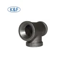 malleable iron black tee black pipe fitting banded equal tee BSP NPT threaded pipe fittings metal plumbing fittings