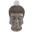 Outdoor Sculpture Decor Buddha Gautama Head Bust with Rotating Solar Light Miniature Mini Art Statue Home Figurine