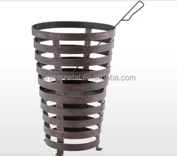 Big Cast Iron Circle Grill Folding Stand Alone Burn Fire Pit