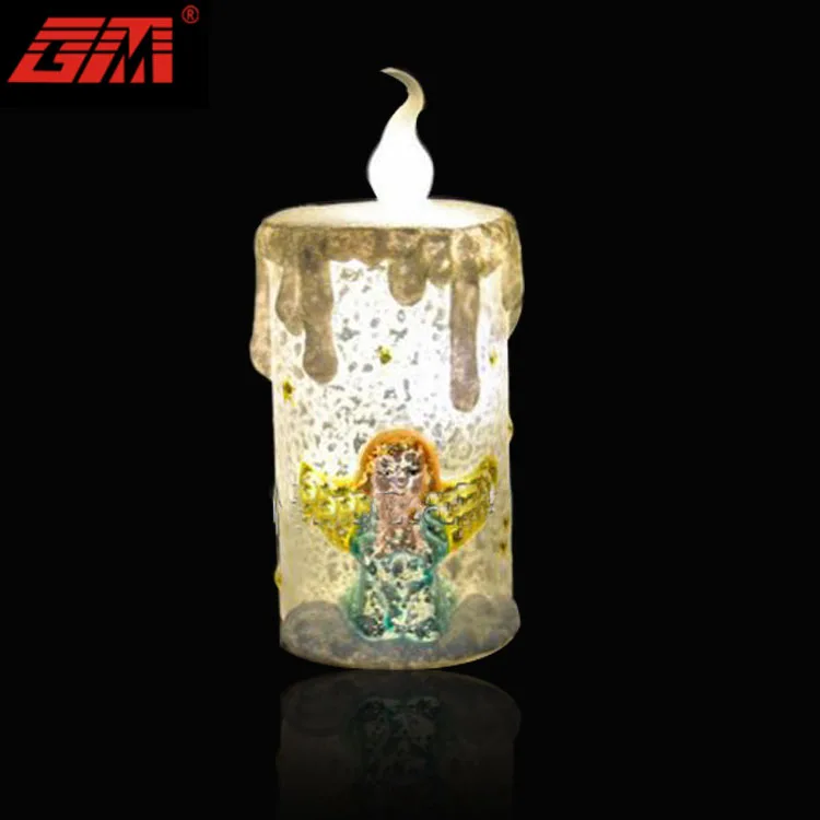 Wholesale battery operated handmade craft party decoration glass led lights candle