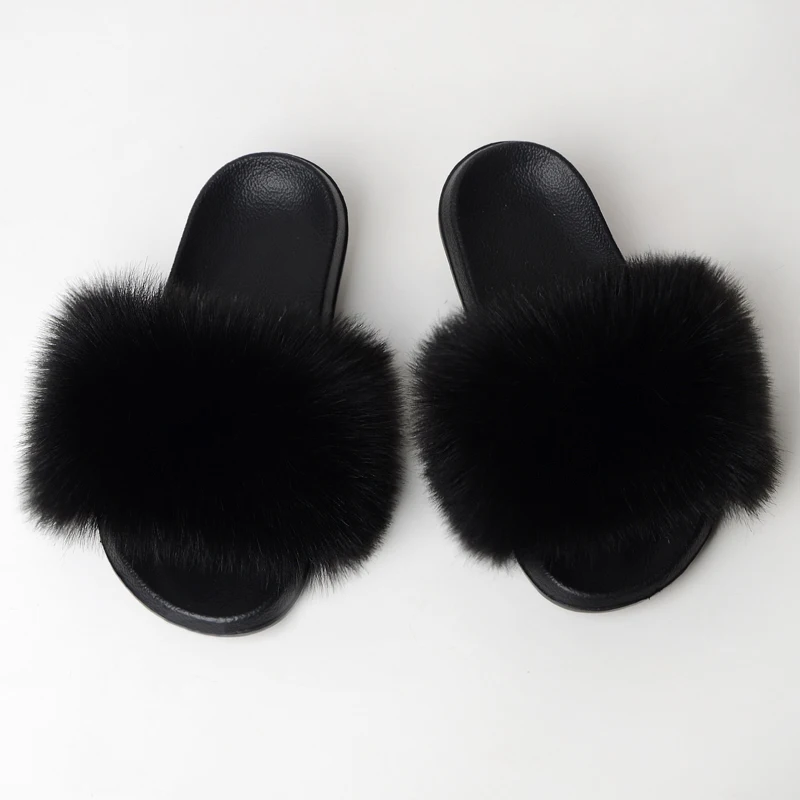 Wholesale Fashion Plush Furry Cute EVA Sole Sandal Black Fake Faux Fox Fur Shoes Slippers Slides, Customized
Wholesale Fashion Plush Furry Cute EVA Sole Sandal Black Fake Faux Fox Fur Shoes Slippers Slides, Customized