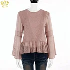 JS2901 new design wholesale casual fancy floral sleeve woman blouse