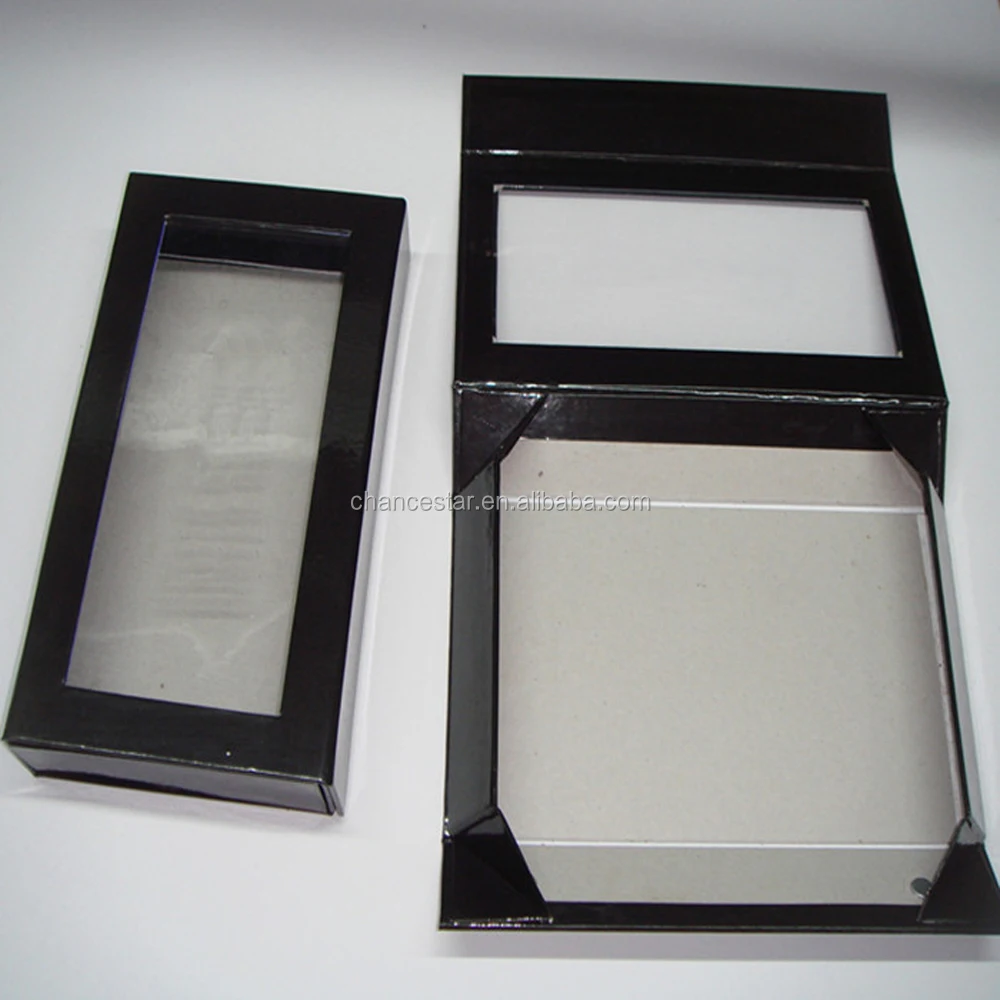custom foldable cardboard magnetic closure paper window box