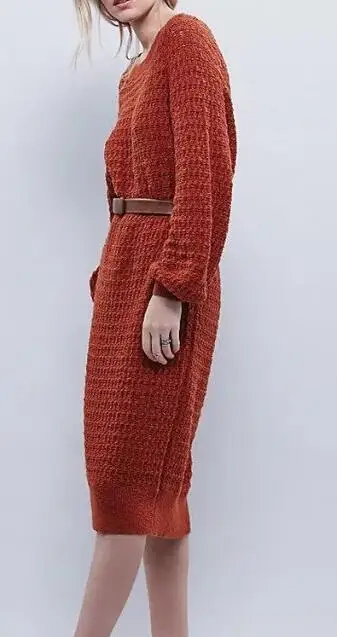 Runwaylover EY2026D Latest design long sleeve with knit midi long jumper dress/woman sweater