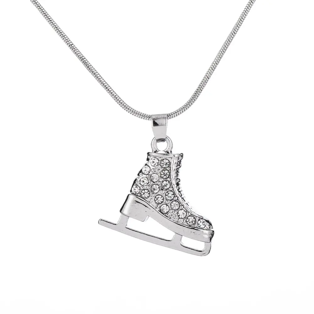 particular crystal jewelry for skater alloy ice skates shape floating pendant necklace with snake chain, Silver
particular crystal jewelry for skater alloy ice skates shape floating pendant necklace with snake chain, Silver