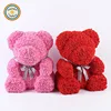YWMY002 RDT Wholesale Large 65cm Tall PE Material Artificial Red Pink Rose Flower Bear for Valentine's Day Propose Gift