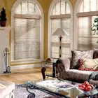 Arched shape 89mm louver Basswood Plantation Shutters for windows decoration