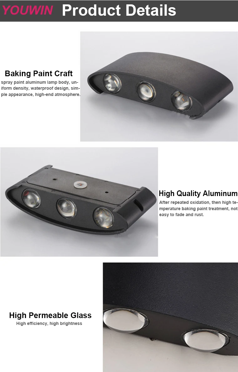 Exterior Wall Mounted RA80 30 Degree 6W 8W Neon Outdoor IP65 Wall LED Light