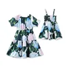 Boutique Kids Party Wear Girls Dress Green printed skirt Baby 2-7 Years Old Dresses