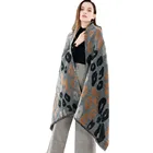 Soft warm design women leopard scarf dress fluffy pashmina wraps shawls with sleeves