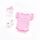 Infant Baby Girl Basic Ruffle Short Sleeve Cotton Romper Bodysuit Tops