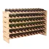 factory customized 72 bottles stackable pine timber wine rack, wine shelf, wine bottle holder wood