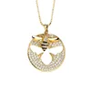 N180956 xuping 14k gold plated insect bee micro pave circle round ladies necklace+long cubic zirconia fashion jewellery necklace