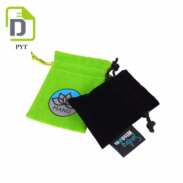 cheap silk screen print velvet satin ring pouch with drawstring