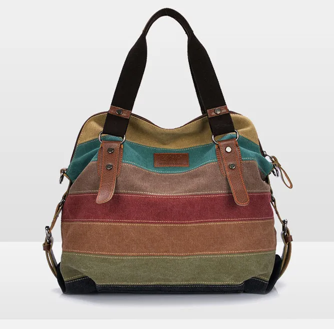 2018 Hot sale Canvas handbag contrast color stripe Shoulder bag for ladies, As pictures 
2018 Hot sale Canvas handbag contrast color stripe Shoulder bag for ladies, As pictures