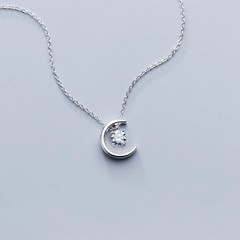 Fashion 925 Sterling Silver Moon With Crystal Pendant Necklaces Women Wedding Gifts Jewelry
Fashion 925 Sterling Silver Moon With Crystal Pendant Necklaces Women Wedding Gifts Jewelry