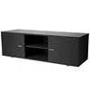 Eco-friendly MDF TV Cabinet LCD Unit Stand,Black With 2 Cabinet Plus 2-Tier Shelf,120cm Unit