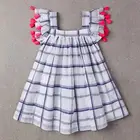 Hot selling new kids boutique flutter sleeveless pearl dress clothing outfits children girls fringe summer blouses tops