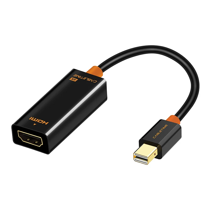 Cabletime Hot Sale Black 3D 4K Male Mini Display Port To Famale Hdmi Adapter Cable For Computer
Cabletime Hot Sale Black 3D 4K Male Mini Display Port To Famale Hdmi Adapter Cable For Computer