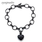 Pretty Lady Black Gold Women's Bracelet Jewelry Brass Charm Bangle Heart-Shaped Accessories