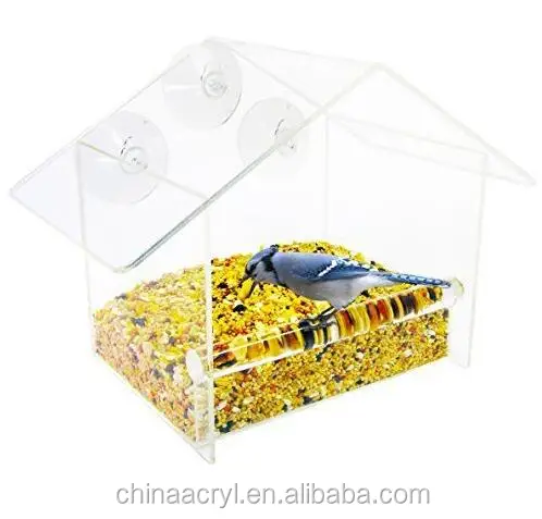 House shape bird cage for feeder clear acrylic bird cage