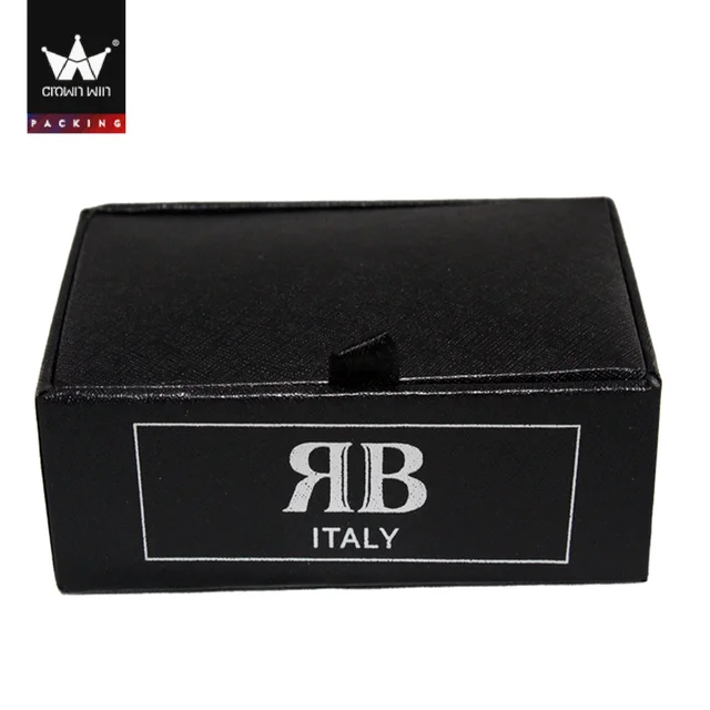 cardboard black paper gift box with lid for cufflinks crownwin