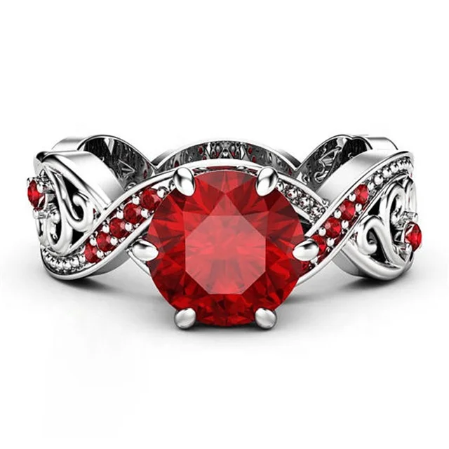 New Fashion European Ladies Red Zircon Ring Plated Platinum Elegant Charm Engagement Wedding Women Rings Jewelry
New Fashion European Ladies Red Zircon Ring Plated Platinum Elegant Charm Engagement Wedding Women Rings Jewelry