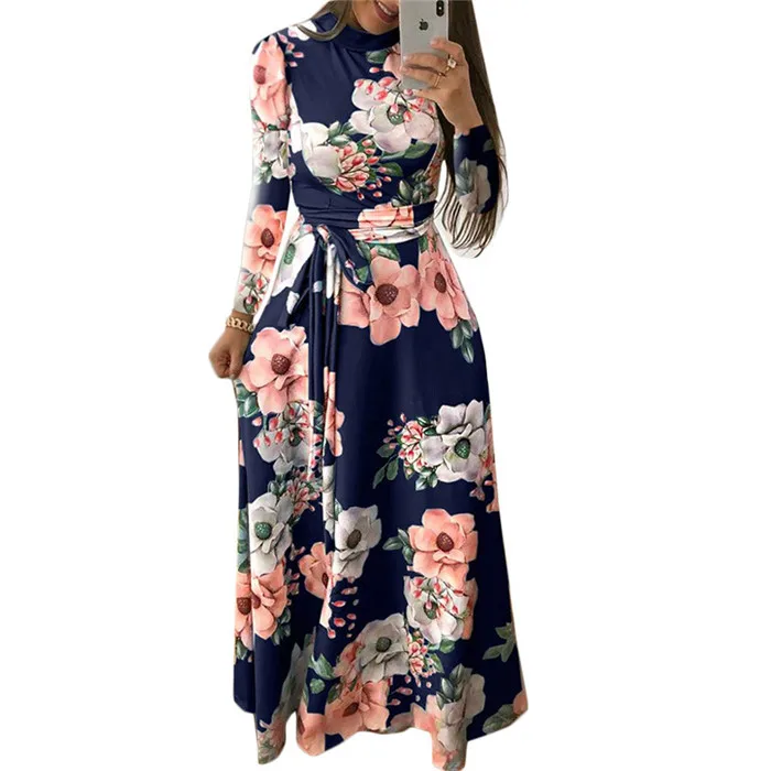 Womens Leisure Casual Floral Prints Faux Wrap Long Dress with Belt High Neck Long Sleeve Chiffon Dress
Womens Leisure Casual Floral Prints Faux Wrap Long Dress with Belt High Neck Long Sleeve Chiffon Dress