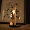 Wooden Hand-made design decorative LED night light table lamp smart nightstand LED lamp