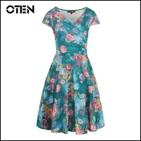 OTEN-Summer-oversized-plus-size-5XL-Women-dresses-female-Cap-sleeve-V-Neck-Front-Ruched-Floral