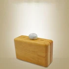 factory direct high quality 15.5*9.5cm primary box clutch wooden evening bag