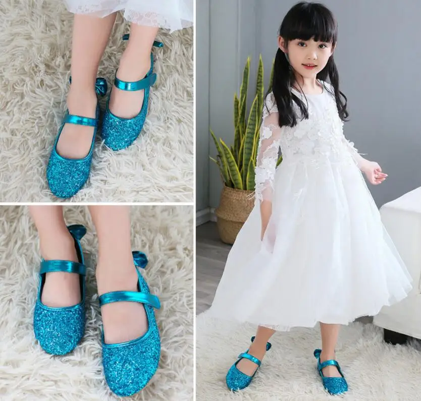Girls Sequins leather sandals13-1
