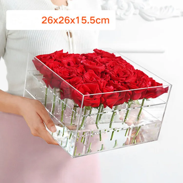 elegant square view top acrylic box for flowers