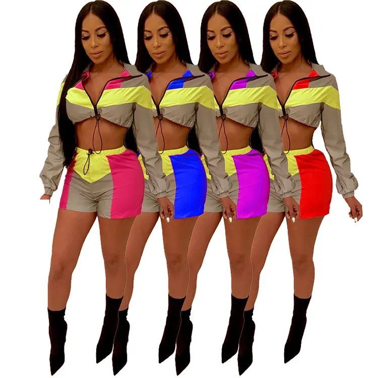 MJ079 Reflective Two Piece Set Women Clothes Festival Crop Top And Biker Shorts Suit Sexy Club Outfits Tracksuit Matching Sets
MJ079 Reflective Two Piece Set Women Clothes Festival Crop Top And Biker Shorts Suit Sexy Club Outfits Tracksuit Matching Sets
